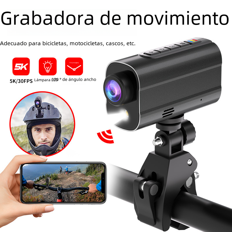 Grabación de 5K HD grabadora de equitación de larga duración resistencia Interconexión de teléfonos móviles anti-sacudida grabadora de motocicleta de bicicleta