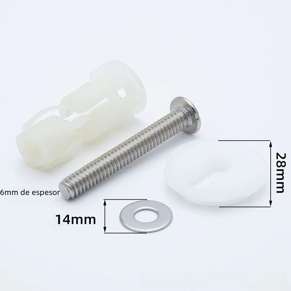 Tornillo de expansión de nylon transfronterizo tapa del inodoro perno accesorios tapa del inodoro instalación superior alta calidad enchufe fijo