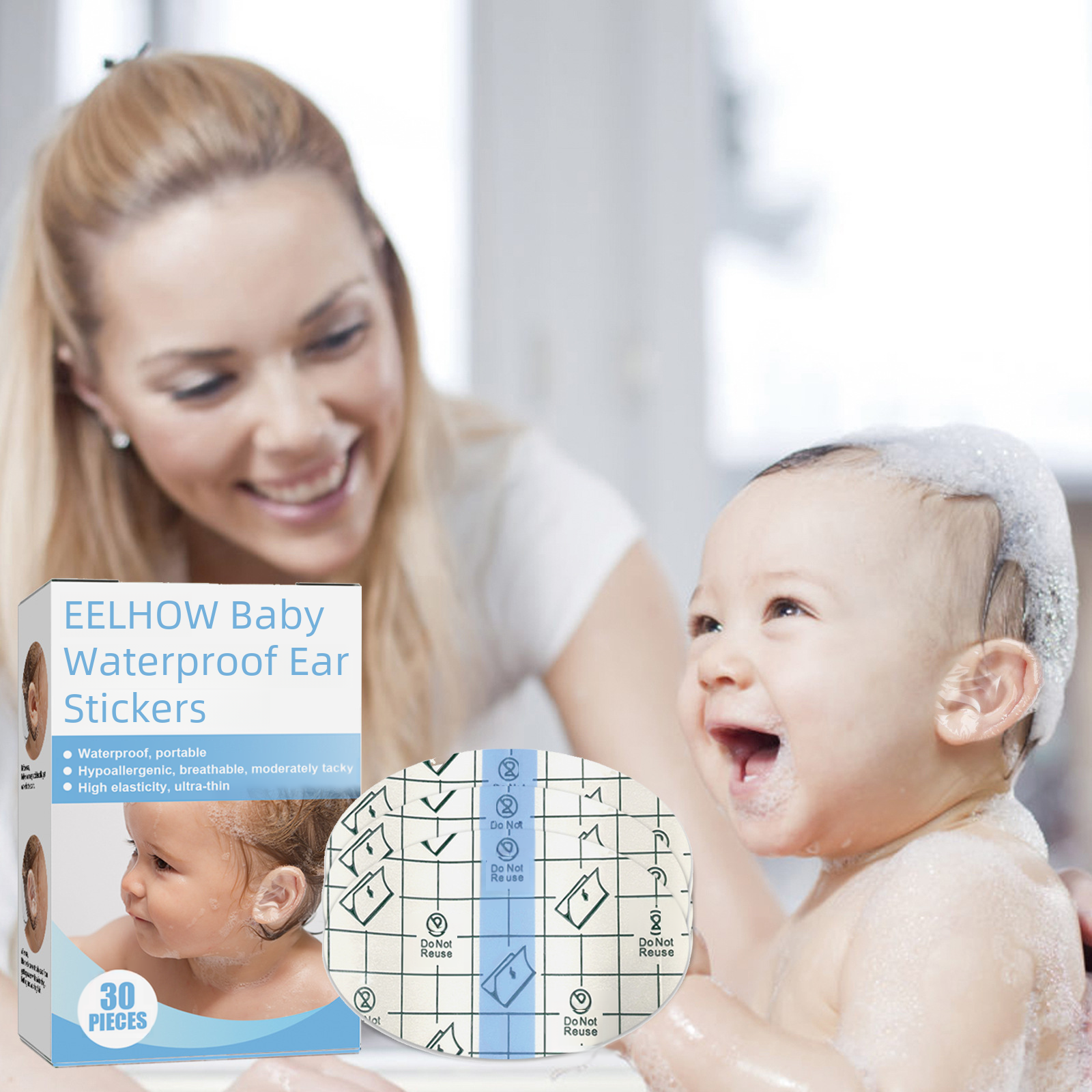 EELHOE Baby Ear Protection Waterproof Ear Clip for Swimming Bath Washing Head Waterproof Ear Plug Ear Protection Clip