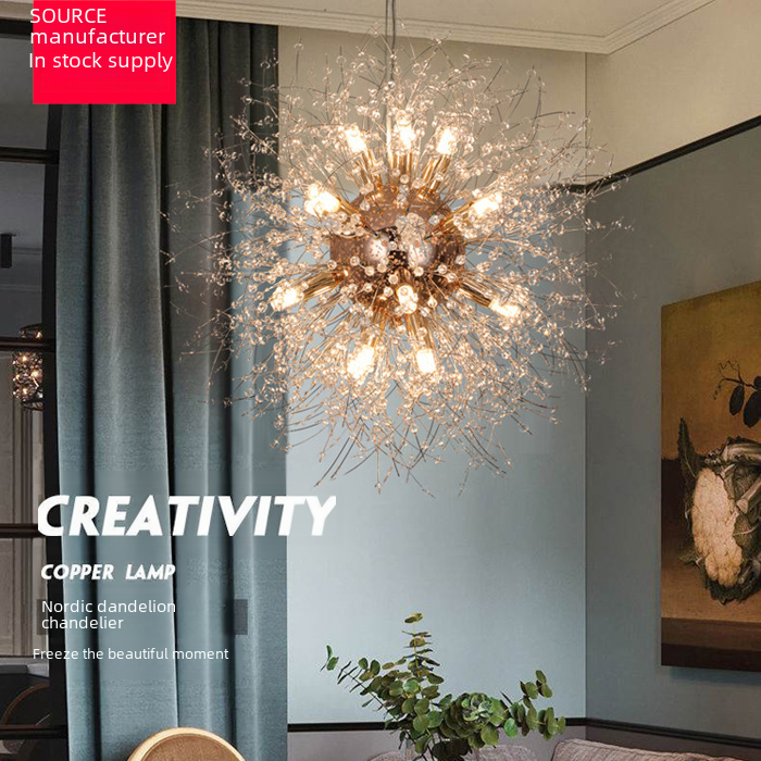 Explosive modern minimalist star dandelion crystal chandelion lamp living room lamp staircase bedroom dining room living room bedroom lamp