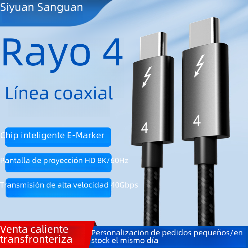 Cable DE DATOS Lightning 4 compatible con USB4 relámpago 3 carga rápida 100W función completa type-C40Gb transmisión 8K Cable de pantalla de proyección