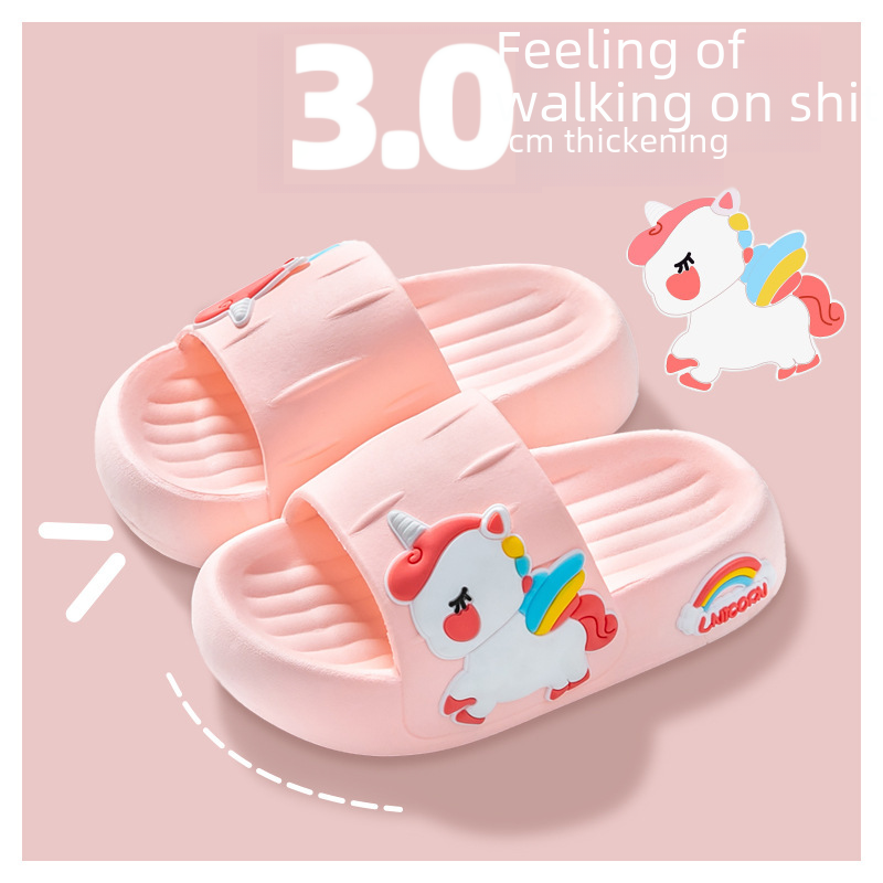 Children's slippers that feel like stepping on shit, summer girls' indoor home soft-soled cute unicorn baby little girl's slippers
