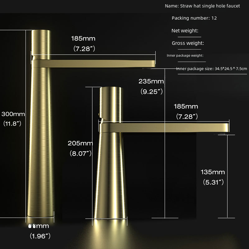 Cross-border Brazil personalized straw figure copper bathroom washroom sink face basin cold and hot full copper faucet