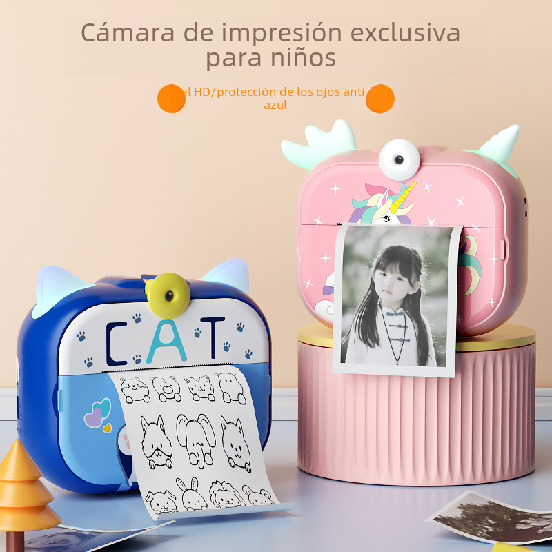 Cámara de impresión Polaroid para niños nuevos transfronterizos foto térmica automática impresión HD niños cámara Polaroid