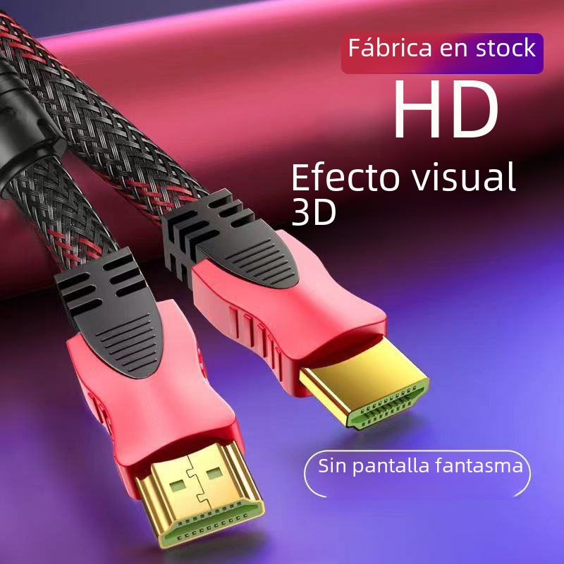 Fabricante en stock HDMI HD cable 1,4 versión rojo y negro neto HDMI cable neutral 1,5 m 15 M ordenador TV