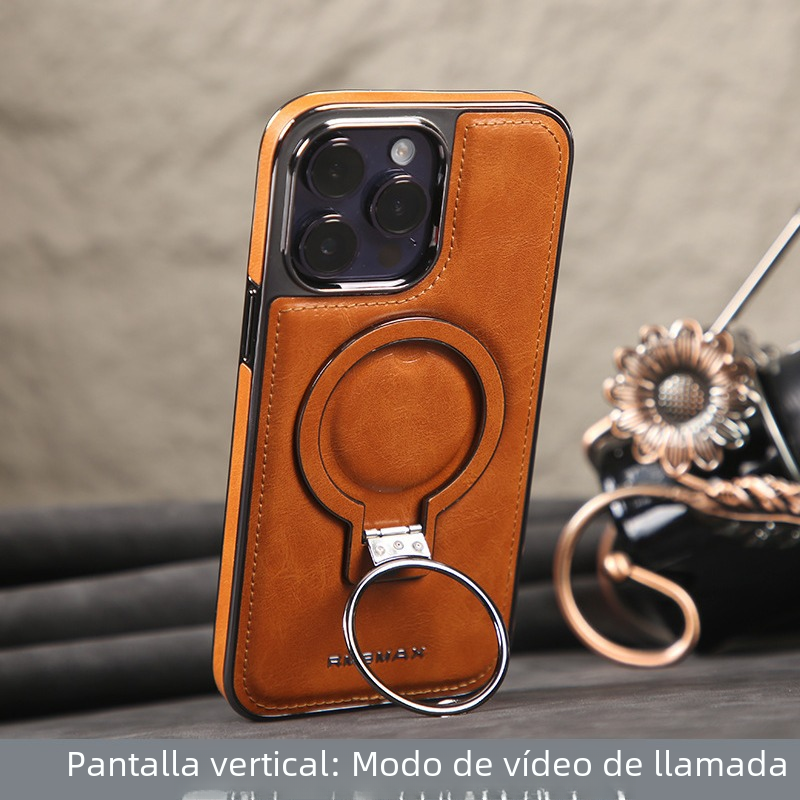 Nuevo caso De cuero resistente a caídas de negocios de gama alta iPhone13/11 Apple 15ProMax soporte magnético caja del teléfono