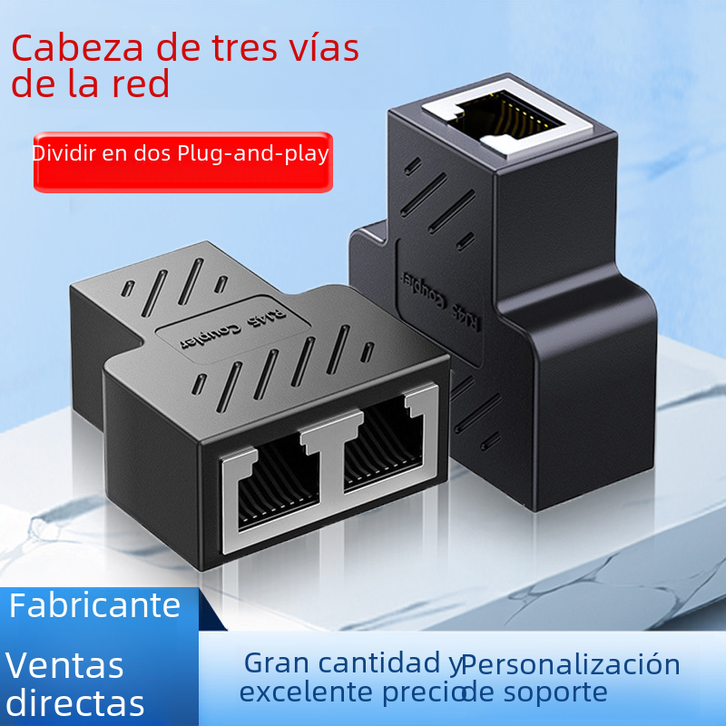 El cabezal de red de tres vías admite acceso simultáneo a Internet rj45 conector de par de cables de red extensor divisor de cables