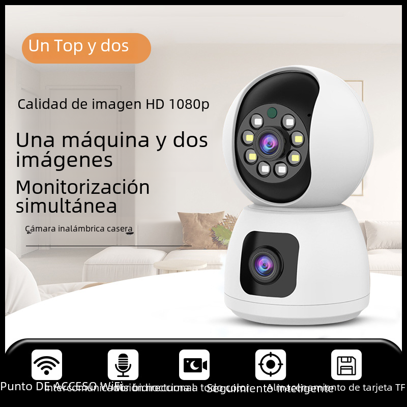 Cámara de vigilancia interior K12, inalámbrica, de doble ojo, Wifi, visión nocturna de doble luz, intercomunicador remoto, ordenador Digital inteligente