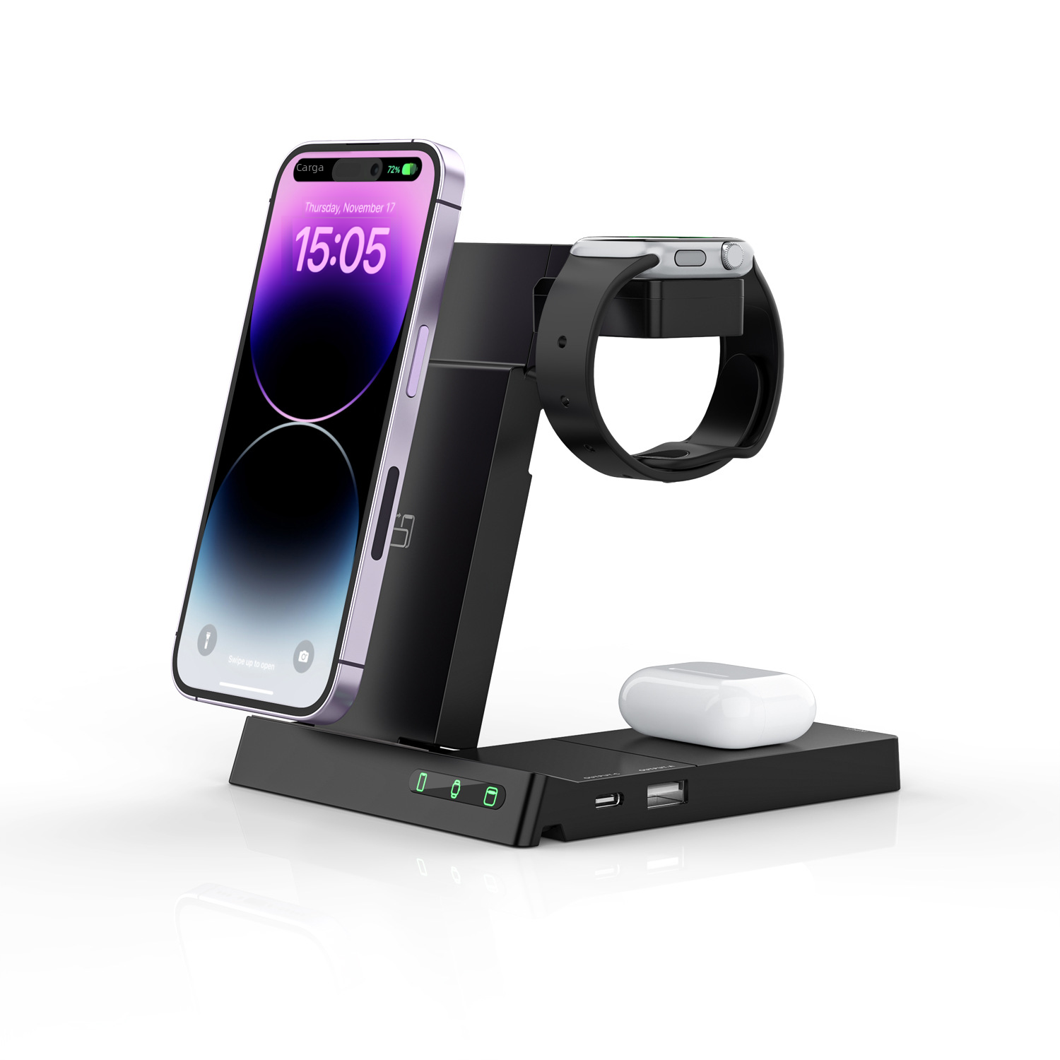 YF-6 nuevo comercio exterior tres en uno cargador inalámbrico 15W carga rápida para Apple Samsung reloj versión de Carga dual
