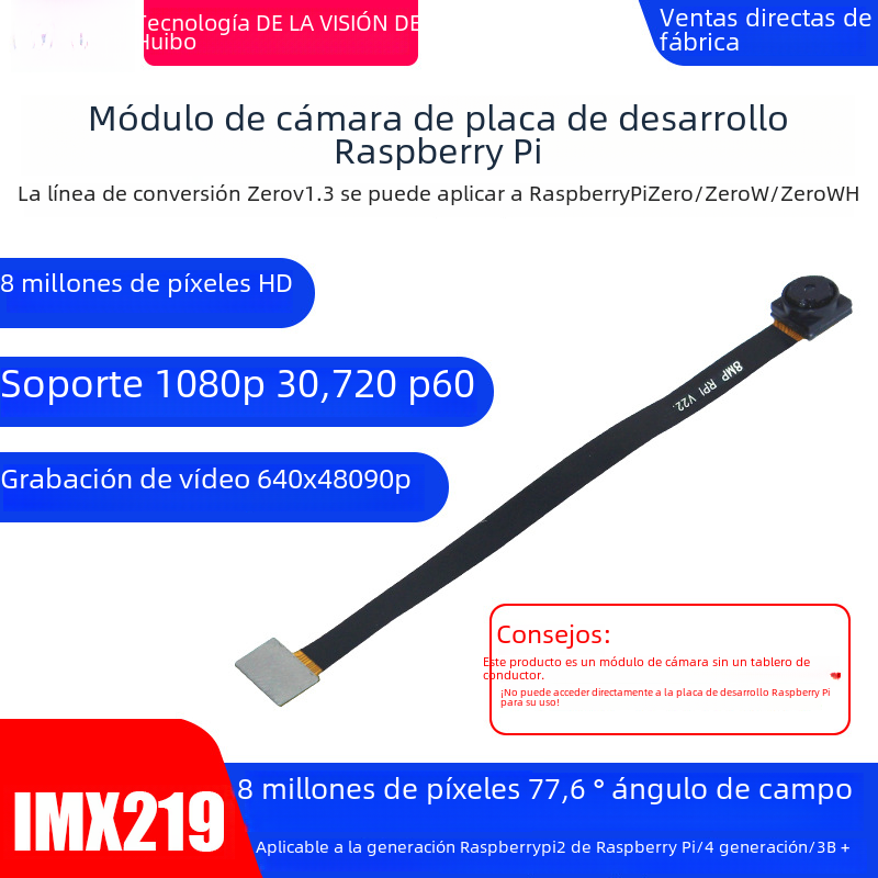 Raspberry Pi Cámara 8 millones de píxeles IMX219 lente libre de distorsión Raspberry Pi V2 módulo de reemplazo