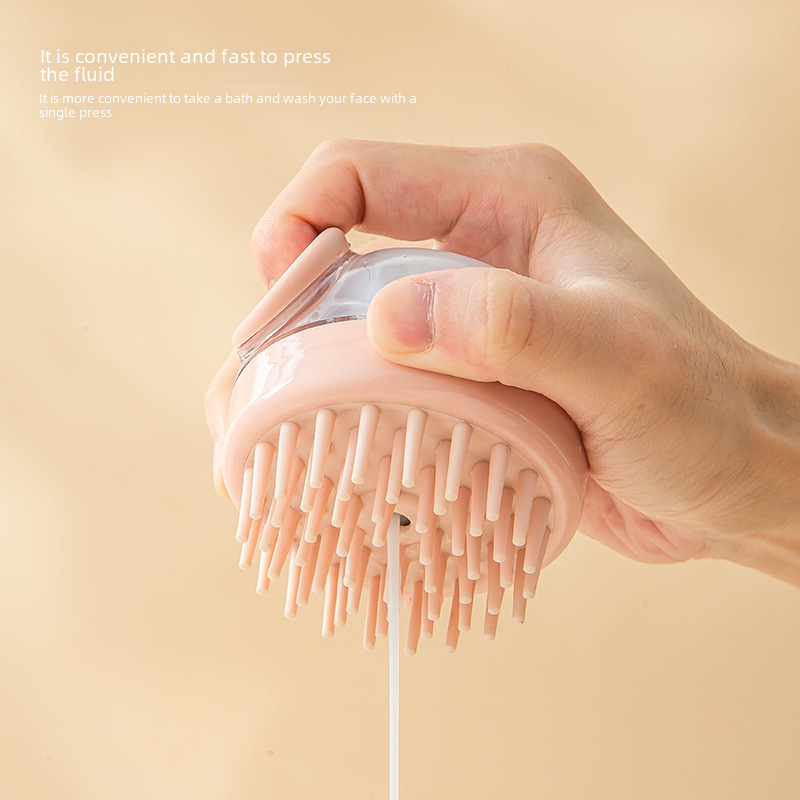 Original Design Household Transparent Shower Brush Head Massage Cleaning Gadget Bathroom Squeeze Pump Liquid Hair Brush