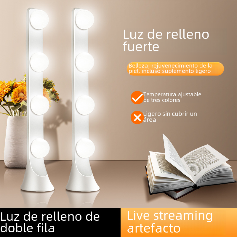 Luz de relleno en vivo ancla maquillaje de escritorio dedicado doble fila LED belleza rejuvenecimiento de la piel profesional Live Studio video fondo