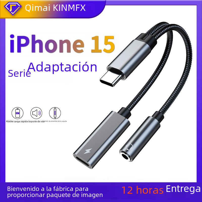 Tipo-c al adaptador de 3,5 auriculares que carga el cable audio de OTG para el adaptador cx31993 de Apple 15