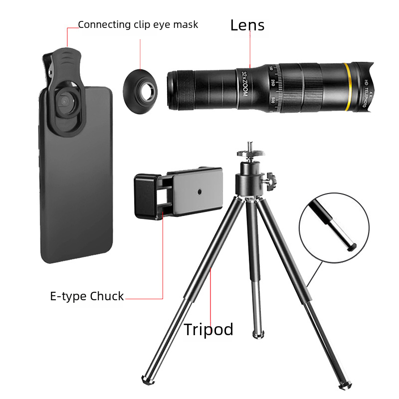 Manufacturer wholesale new 22/32x mobile phone telephoto lens high magnification high definition external universal metal telephoto lens