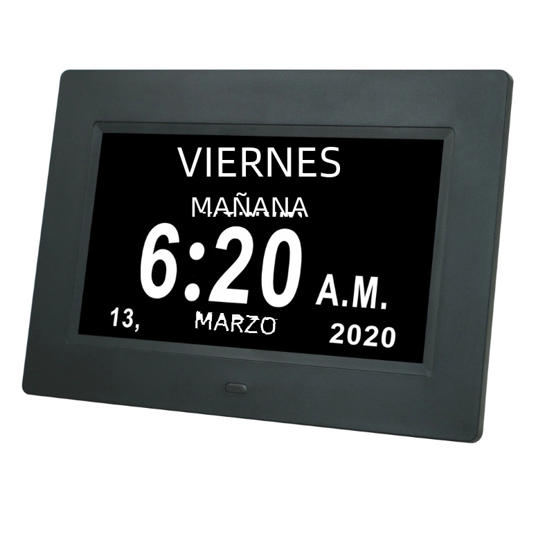 Reloj digital de 7 pulgadas, marco de fotos digital, fuente grande, calendario, reloj, pantalla IPS, reloj digital HD