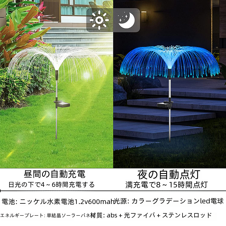 太陽光発電 Led 雰囲気装飾光ファイバークラゲ屋外防水ガーデンヴィラ地区アースプラグ芝生ランプ|undefined