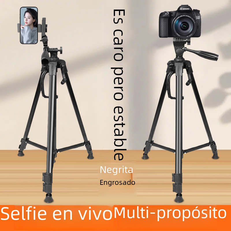 Suministro directo de fábrica de aleación de aluminio trípode de cámara soporte de fotografía teléfono móvil soporte en vivo 3366 trípode de elevación