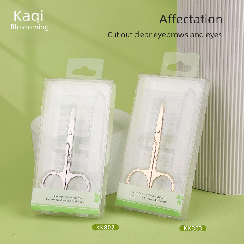 Kaqiduoduo eyebrow scissors A-nozzle curved scissors eyebrow trimming scissors gold silver sharp stainless steel beauty scissors KK802