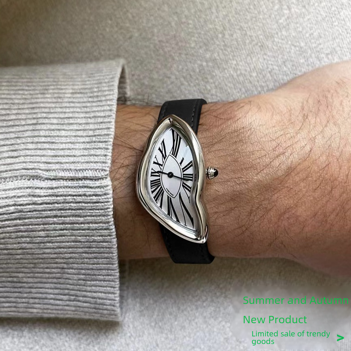 Middle Ages crash Melt Twisted Creative Swiss Watch Men's Fashion Tide Brand Premium ins Niche Design