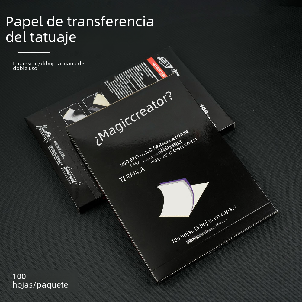 Papel de transferencia de tatuaje de mago, 100 hojas, duradero, no fácil de borrar, se puede utilizar para transferencia de máquina de dibujo manual