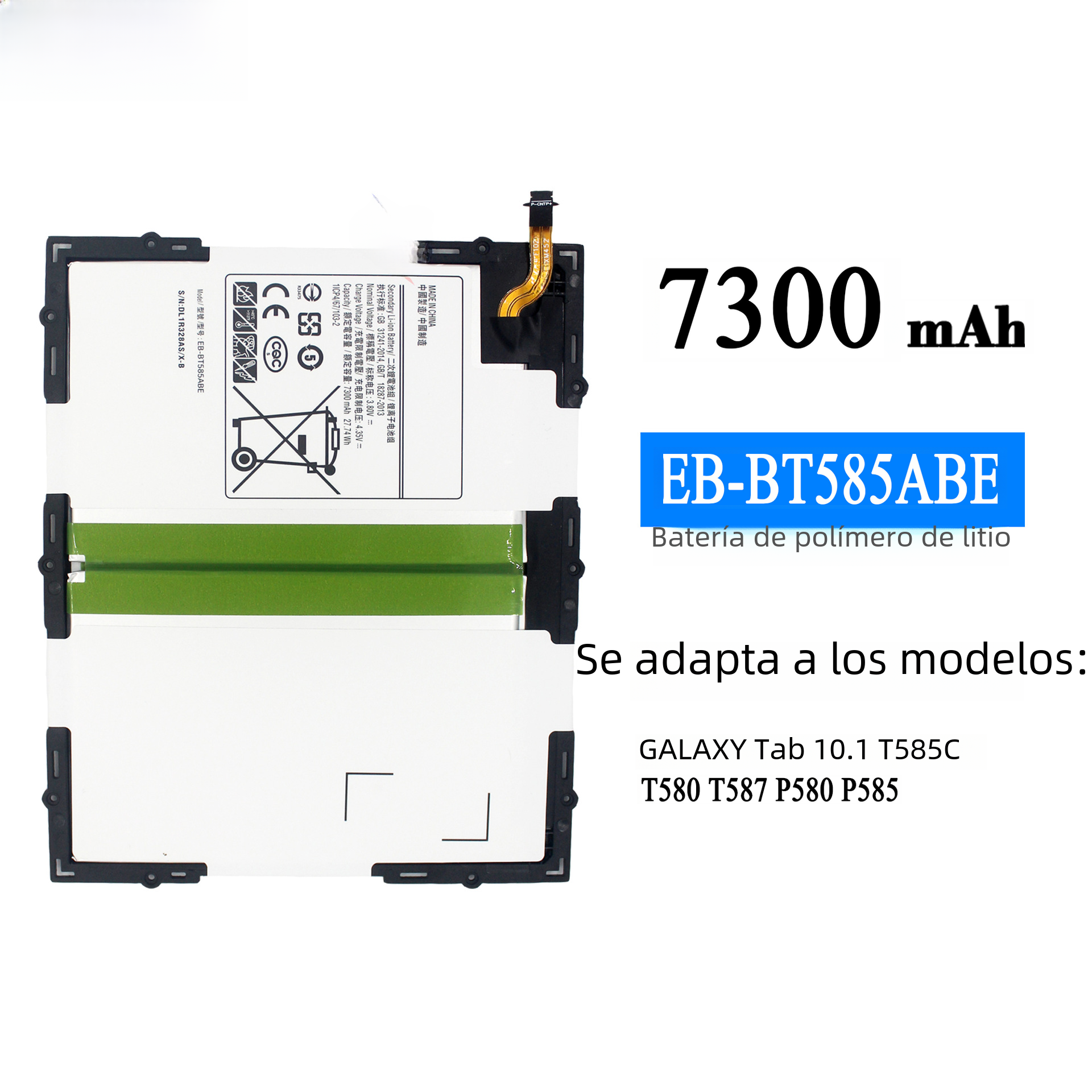 Aplicable a Samsung Tab 10,1/T585C/T580/T587 Tablet batería recargable EB-BT585ABE al por mayor