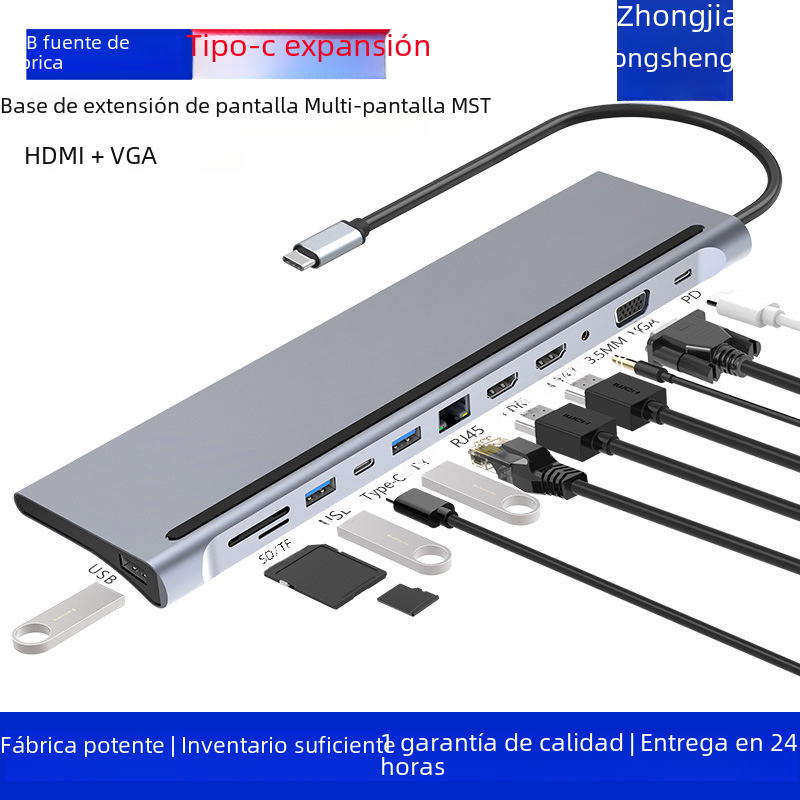 TYPE-C a doble HDMI multi-pantalla diferente muelle de expansión MST soporte de escritorio estación de acoplamiento USB multi-Puerto extensor