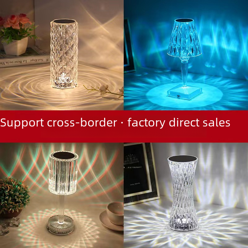 Cross-border rose crystal lamp Year of the Rabbit atmosphere lamp creative decorative table lamp restaurant bedroom romantic gift night light