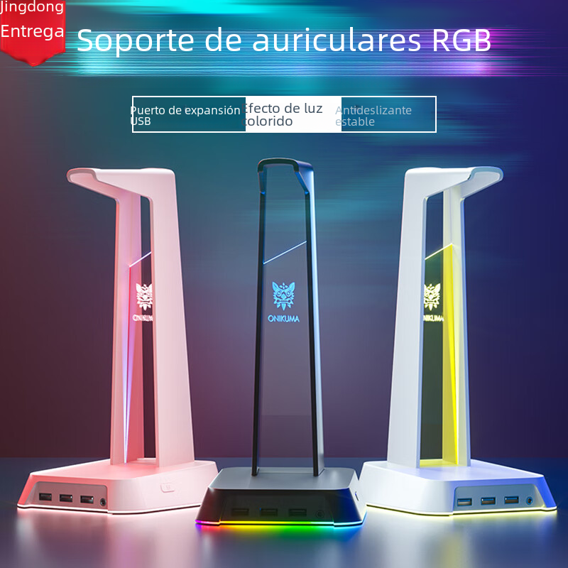 ONIKUMA auricular ST-2 soporte USB interfaz de escritorio luminoso multi-función auricular soporte colgante