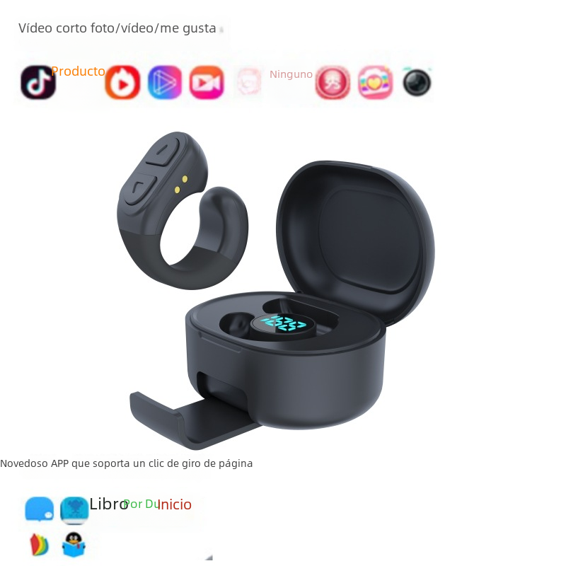 Control remoto Bluetooth mejorado para teléfono móvil, anillo de cepillo, Selfie, página de libro electrónico, pantalla de giro, ajuste de volumen