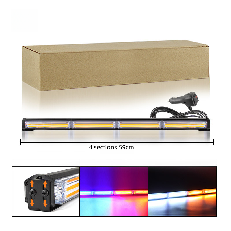 COB Single-Sided Car Flashing Light 4 Pieces 59cm Car Center Mesh Light Engineering Truck Warning Light Truck Truck Cargo Truck Top Light Bar