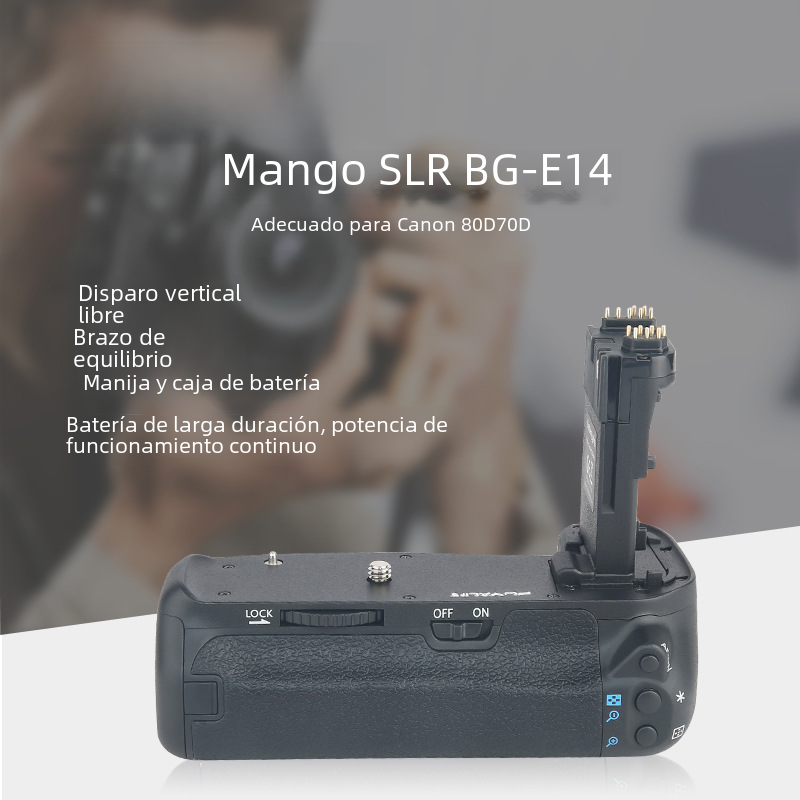 BG-E14 de mango SLR adecuado para Canon EOS 90D 80D 70D Cámara SLR Disparo vertical caja batería