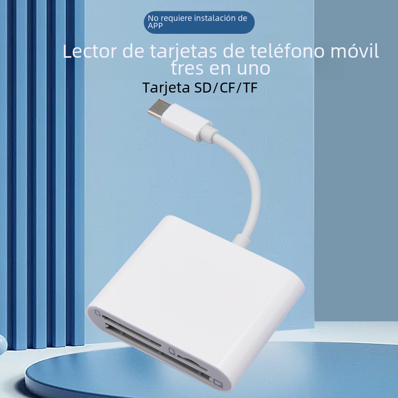 Aplicable a Apple 15PROMAX teléfono móvil tipo-C lector de tarjetas TF tarjeta SD Cámara CF tarjeta de tres en un adaptador
