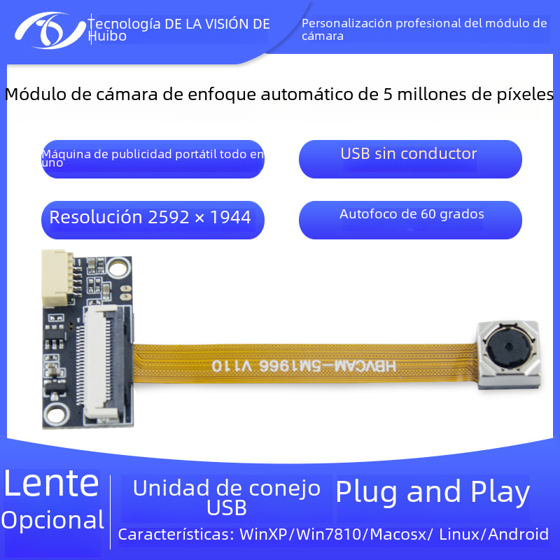 5 millones de píxeles FPC suave y duro combinado con unidad USB-libre de enfoque automático de 60 grados módulo de cámara OV5640