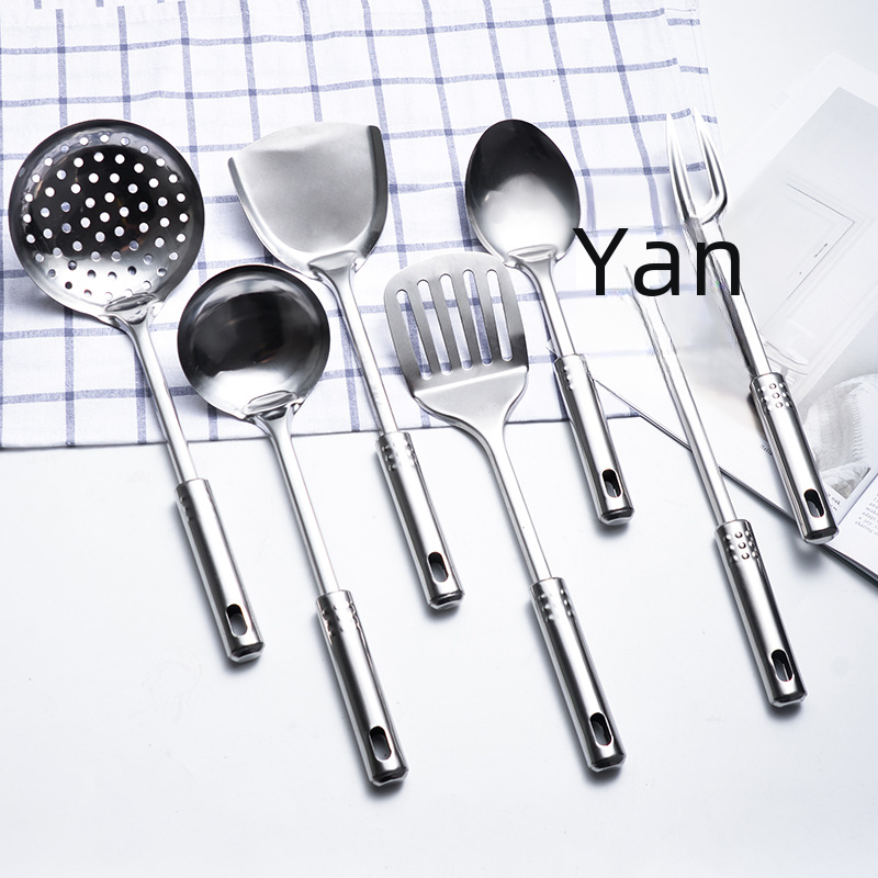 Spatula full set of stainless steel kitchen utensils seven-piece set with anti-scald handle nine-bead spatula and spoon kitchen supplies set cooking utensils