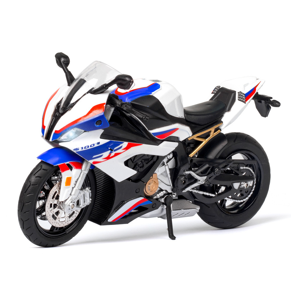 （盒裝）仿真1：12合金戰斧戰鷹合金摩托車兒童玩具擺件帶聲光