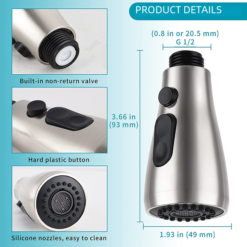 Factory wholesale slide spray head kitchen hot and cold slide head accessories switch one-click water-saving spray head replacement shower head
