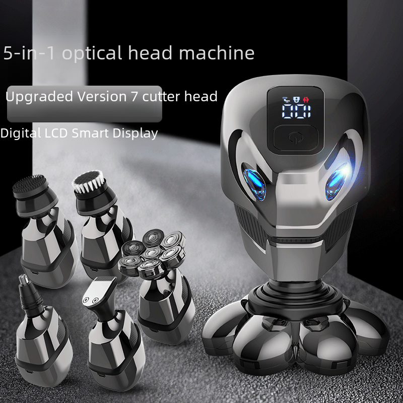 Men's Floating 7-Head Electric Shaver RQ2016 USB Charger Shaving Razor 5-in-1 Grooming Set with Digital Display