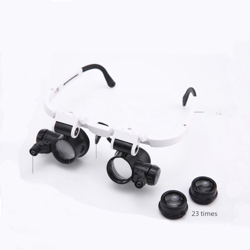 9892H-1 Head-mounted Glasses Magnifier 8x 23x Watch Repair Appraisal High-Powered HD LED Magnifier