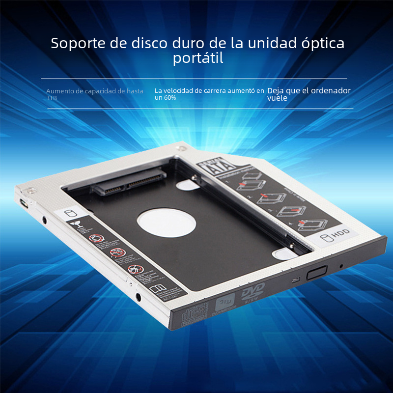Soporte de disco duro de aluminio 12,7/9,5 portátil mecánico sata3SSD soporte de disco de estado sólido HDD Caddy