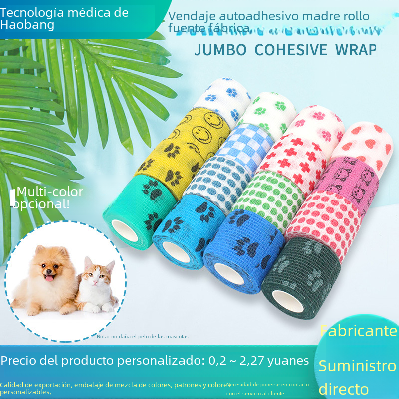 Envoltura de tobillo protectora deportiva autoadhesiva elástica no tejida, vendaje de dedo estampado para mascotas, equipo protector de combinación para exteriores