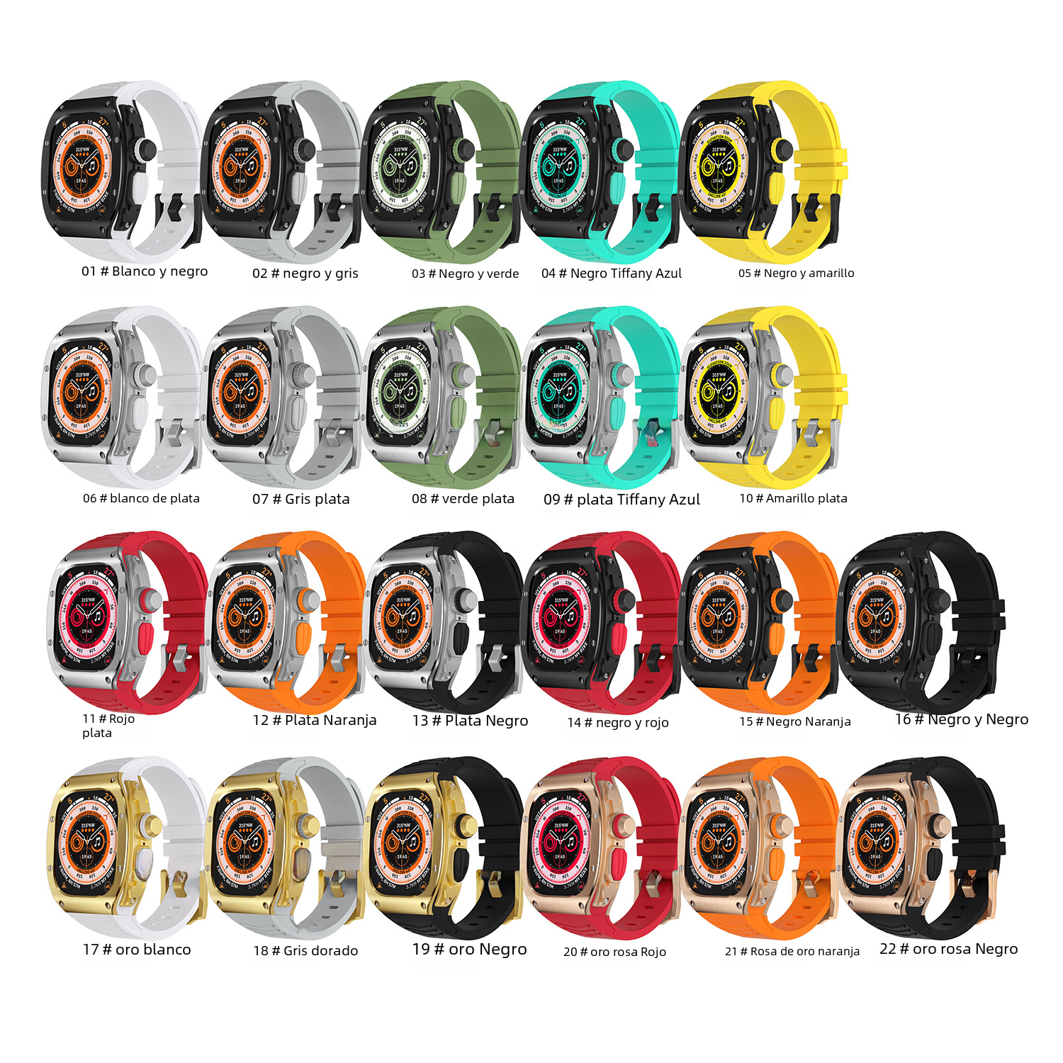 Nuevo para Apple Watch Apple ultra caja de acero inoxidable correa de silicona 49mm caso Shell banda