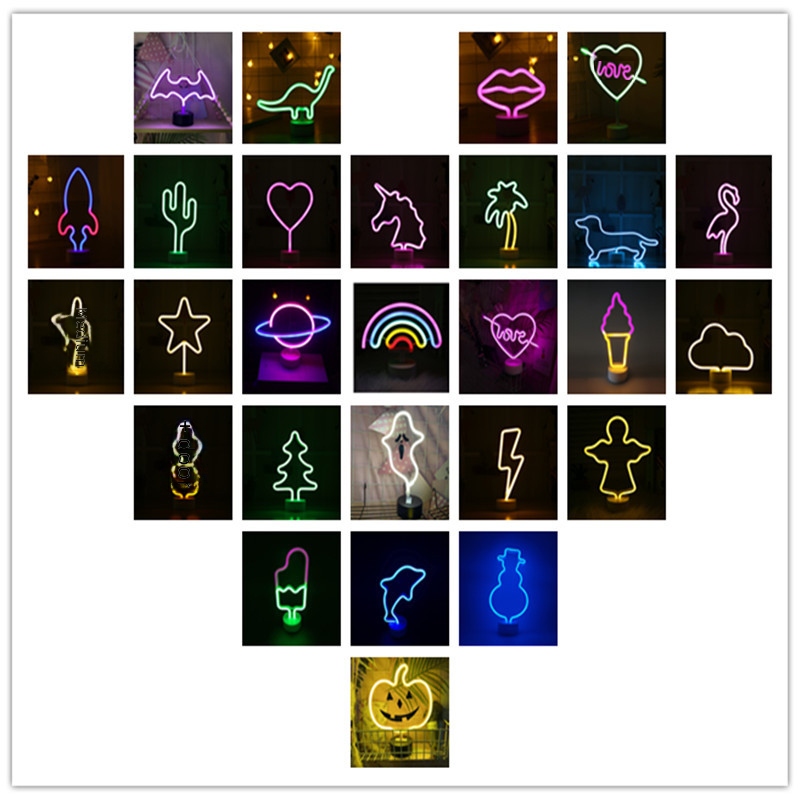 Cross-border LED desk top neon light love lightning rainbow style decorative light cloud base night light
