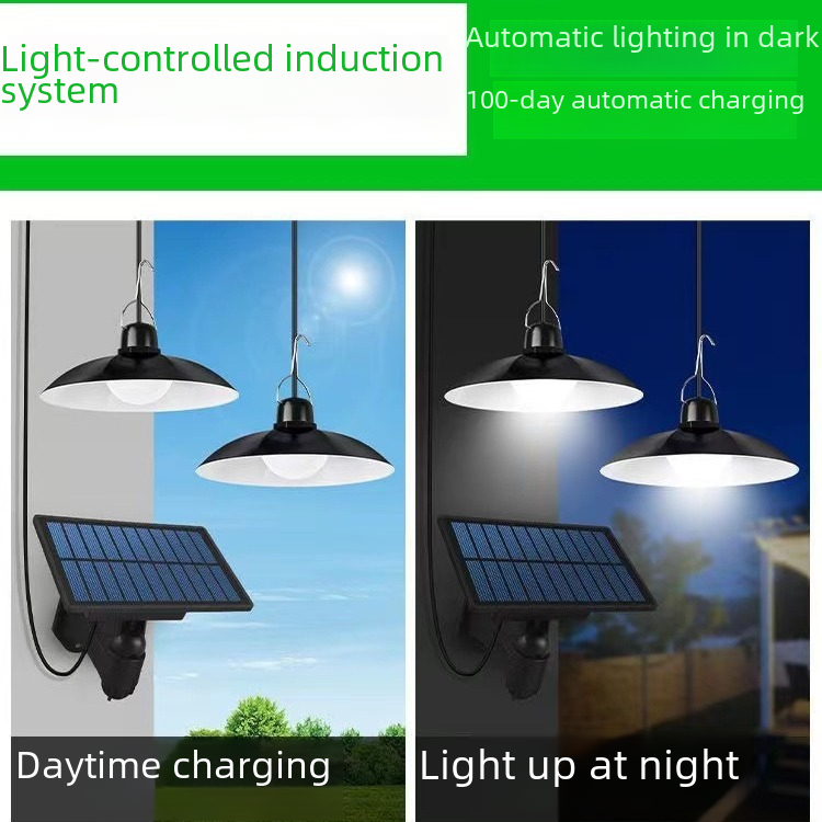 New split solar light indoor and outdoor garden light camping tent chandelier light control one-to-two waterproof light