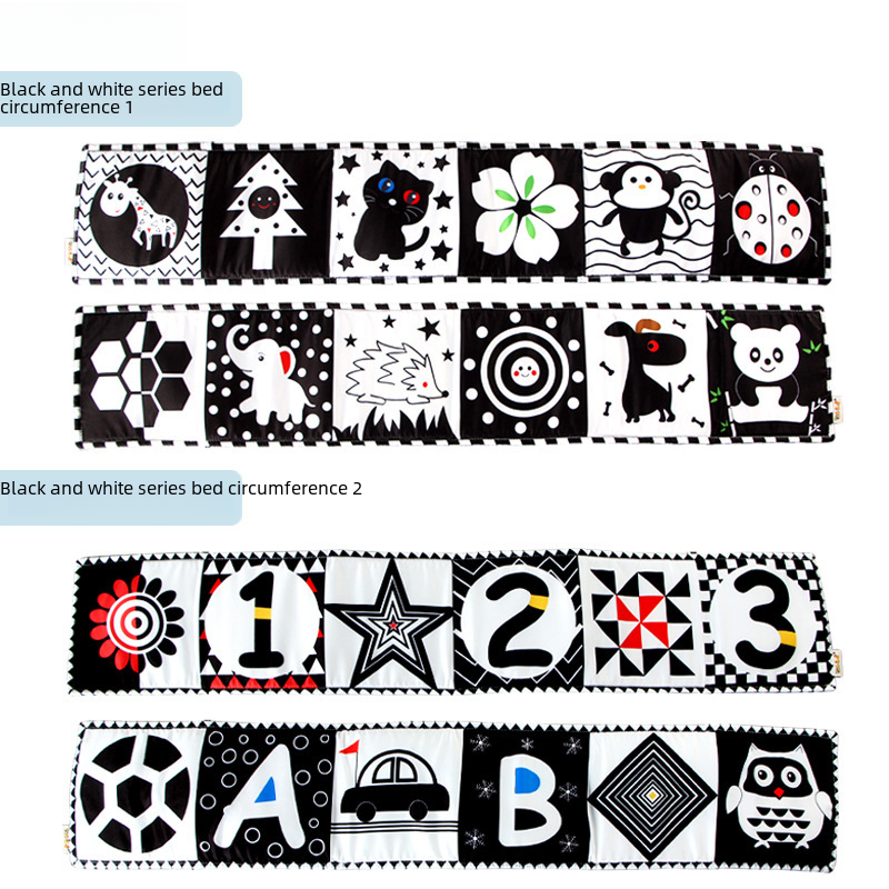 aipinqi new product launched baby black and white series bedside cloth book baby early education chewable toy bedside book