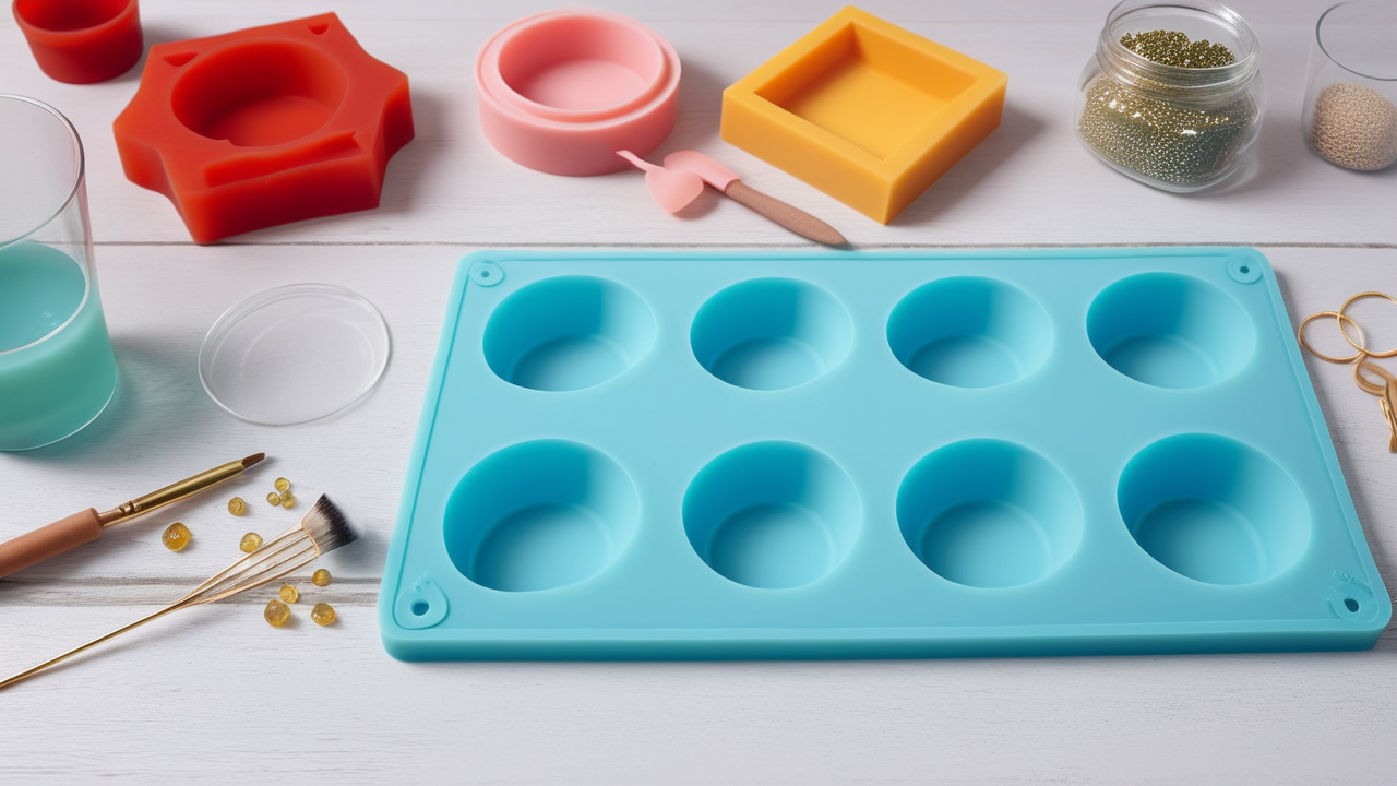 resin molds silicone, Silicone resin molds set with baking tray, star, heart, square molds, and beads