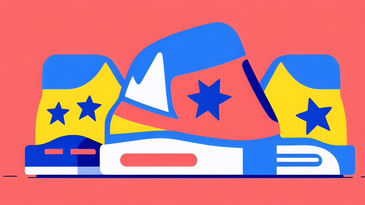 New fashion vibrant sneakers, blue and yellow with stars, Tanner Boots style.