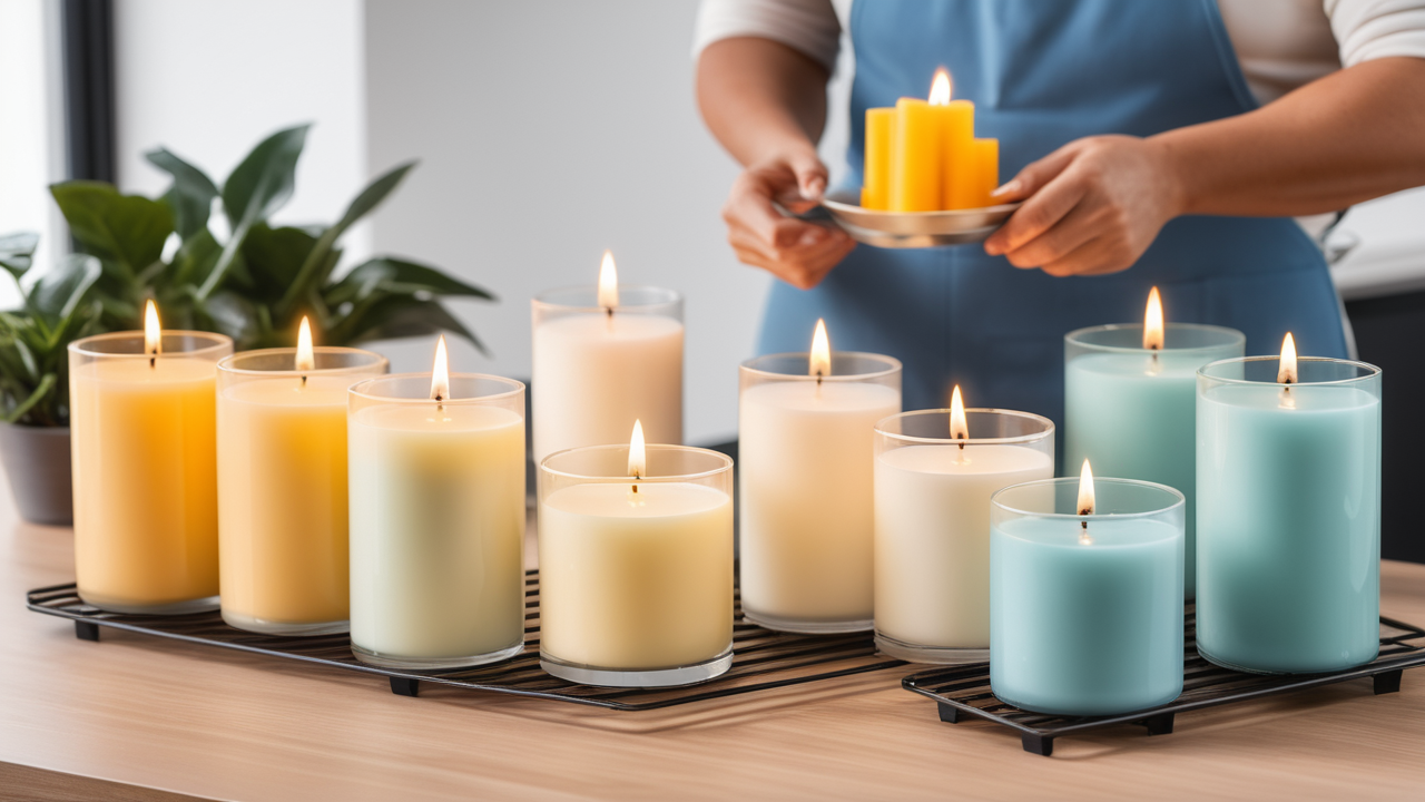 molds for concrete, Candle mold with serene lighting, concrete mold container, soothing home decor.