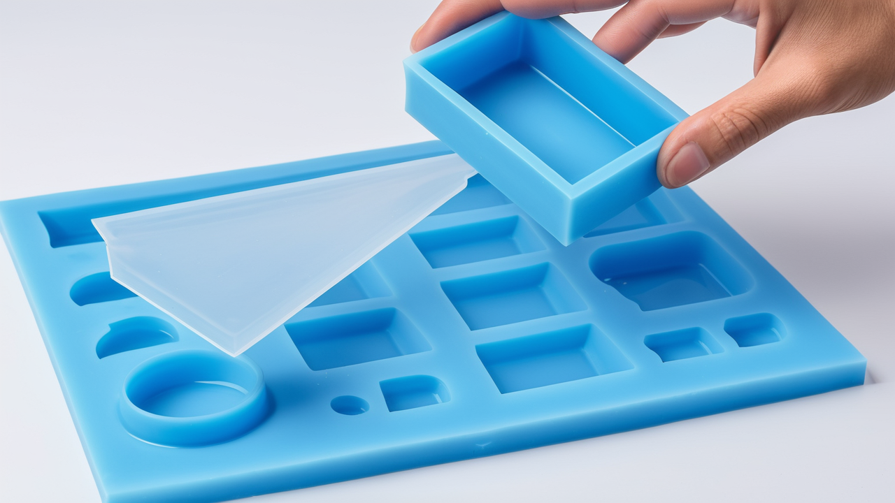 resin molds, Pink silicone molds with cupcake cavities and butterfly indentations on wood surface