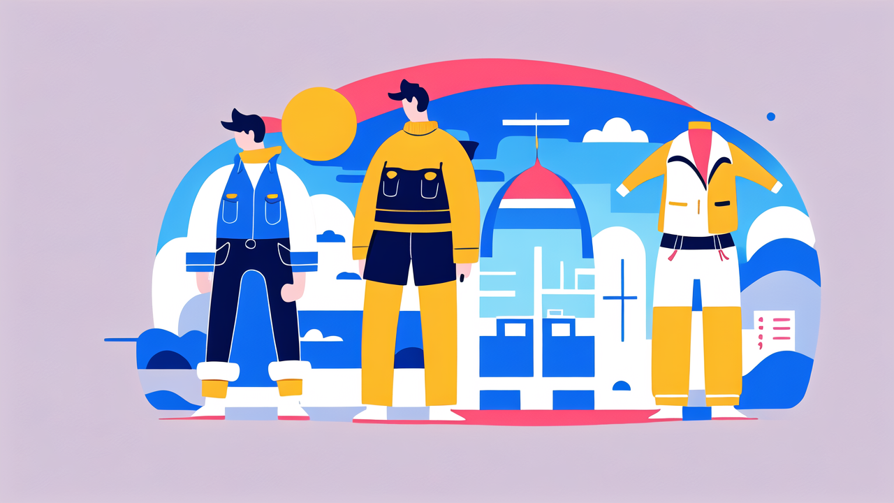 Outsidewear Adventure Gear illustration with cityscape and diverse professional roles.