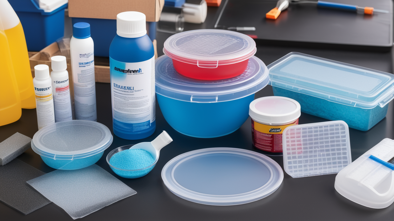 Beginner resin crafts supplies with resin starter kits in blue and white palette
